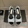 Designer Runway Women Sandals Summer Famous Brand Classic Black Logo 3D Print Low Heels Platform Shoes Stylish Party Leisure Trave172N