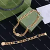 Colliers à chaîne épaisse Vintage, Bracelets à lettres imbriquées, colliers unisexes en or, ensembles de bijoux avec boîte