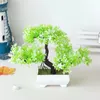 装飾的な花人工植物ボンサイ小さな植木鉢偽植物鉢植えの家屋のテーブルデコレーションエルガーデンアレンジメント装飾品