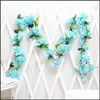 Ghirlande di fiori decorativi 2.2M Fiore artificiale Vite Panno Rosa Edera Viti appese Ghirlande Decorazioni Party Garden Decor Dhml6