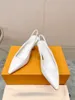 2023 fashion Women Shoes Pumps High Heels Sexy Pointed Toe Pearl Mules Slingback Runway Spell Color Wedding Party -043