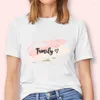 Camisetas femininas lady desenho animado fêmeas tampos tees roupas imprimoras mulheres compõem unhas arte 90s imprimindo camiseta gráfica de moda fofa