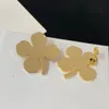 Brand designer high quality gold clover Earrings Huggies lady party wedding couple gift jewelry 925 silver