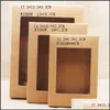 Förpackningsboxar White Black Kraft Paper Box med Window Gift Cake Packaging Birthday Favors Container PVC Windows Drop Deliver Dhodw