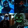 Party Masks Cosmask Halloween Mixed Color LED Mask Masque Masquerade Neon Maske Light Glow in the Dark Horror Glowing Faceer Drop de Dhltk