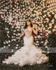 2023 Árabe Aso Ebi Vestido de novia de sirena de encaje Sexy Un hombro con cuentas Perlas Vestidos de novia lujosos