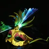 Party Masks Venetian Led Fiber Light Up Mask Masquerade Fancy Dress Princess Feather Glowing Drop Delivery Home Garden Festive Suppli Dhhev