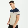 T-shirty męskie T-shirt Summer Short-Sleeved Casual Business Strip Netk Necka Slim Pullover Tee