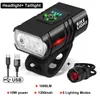 Novas luzes de bicicleta LED 1000lm USB Recarregável Power Display MTB Mountain Road Bike Front Lamp Lanterna Equipamento de Ciclismo