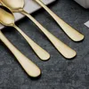 4Pcs/Set Gold Cutlery Knife Flatware Set Stainless Steel Tableware Western Dinnerware Fork Spoon Steak Travel Dinnerware Set dh345