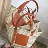 Diseñadores Bolsos de playa Bolsos de estilo clásico de paja Bolso de mano para mujer Bolsos tejidos a mano puros de gran capacidad Pajitas Compras Bolsos tejidos de verano para vacaciones