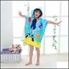 Serviette Enfants Dessin animé Cape à capuche Animal imprimé bébé garçons filles super absorbantes serviettes de plage en microfibre livraison directe maison jardin Tex Dh9Rt