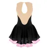 Stage Wear Kids Meisjes Strass Ballet Gymnastiek Turnpakje Jurk Mouwloze Mesh Splice Figuur Schaatsen Ballroom Dans Kostuums