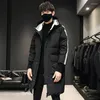 Masculino para baixo 2023 Jaqueta de inverno Moda de comprimento de moda com capuz de pato branco quente