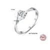 Romantic Hollow Heart Shiny Zircon S925 Silver Ring Fashion Sexig Women Wedding Party Ring Luxury Utsökt smyckespresent