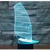 Veilleuses 3D lumière bateau voilier mouvement avec 7 couleurs pour la décoration de la maison lampe incroyable visualisation illusion d'optique