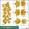 Flores decorativas Wreaths Wreaths Artificial Maple Leaf Vine 180cm Rattan Autumn Amarelo Hanging decoração Halloween Ação de Graças Fake Le Dhmjt