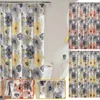 Duschvorhang mit Blumenmuster, wasserdicht, Polyester, für Badezimmer, strukturiert, maschinenwaschbar