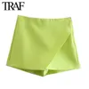 Women's Shorts TRAF Women's Summer Apparel White Asymmetric Tights Fashion Women's Side Zipper High Waist Wide Leg Shorts 230330