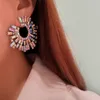 Stud Earrings Large Fireworks Diamond Big Round Cubic Zirconia Luxury Exaggerated Statement Party Night Club Dress Accessories