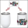 Gobelets 12Oz Blancs Blancs Sublimation Gobelet À Vin En Acier Inoxydable Thermos À Double Paroi Personnaliser Avec Couvercle Tasses Écologiques Pour Cadeau Dhawo