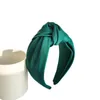 Hoofdbanden proly mode vrouwen hoofdband volwassen brede zijde massief kleur haarband centrum knoop tulband casual haaraccessoires groothandel 230330