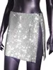 Skirts Sexy see through mini skirt women Summer beach club party shiny pencil s woman rave festival clothing 230330