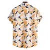 Mäns avslappnade skjortor toppsäljande produkt 2022 Sommarn New Men's Fashion Trend tryckt kortärmad skjorta avslappnad lapel camisas para hombre w0328