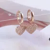 Hoop Earrings European And American Jewelry Wholesale Retro Sweet Pink Love Micro-Inlaid Peach Heart