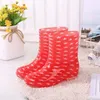 Rain Boots Print Boot Waterproof Work Shoes For Girls Non Slip Anti Skip PVC Water Boots Midcalf Botas 230330