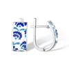 Серьги-гвоздики 2023, модные изысканные синие эмалированные элегантные цветочные серьги, женские серебряные цветные винтажные украшения для ушей, подарок