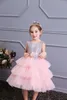 Mädchenkleider Rosa PaillettenBrautjungfernkleid Mädchen Blume Ballkleid Kinder Offener Rücken Hochzeit Festzug Erstkommunion