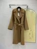 Damen Trenchcoats Herbst Winter Damen Designer Langer Trenchcoat Stil Wollstoff Revers Knopfleiste Mittellange Ärmel Mantel Staubbeutel Marke