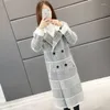 Cappotto da donna in finta pelliccia di visone e cachemire Cappotto medio lungo in velluto finto 2023 Autunno inverno Giacche morbide scozzesi spesse e sottili