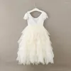 Abiti da ragazza all'ingrosso 2023 Summer Girls Princess Tutu Dress Birthday Party Eyelash Lace 5 pz / lotto DD01