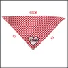 Hundebekleidung New Pet Valentine Schal Lip Print Lätzchen Love Grid Handtuch Geschenke für Plaid Drop Delivery Home Garden Supplies Dhr5L