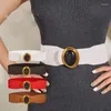 Cinture Luxury Cool Elastic Waistband Fashion Metal Wide Edge Lady Waist Chain Women Belt Ornamento in pelle PU