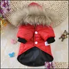 Dog Apparel Pet Coat Winter Warm Small Clothes For Soft Fur Hood Puppy Down Jacket Clothing 5 Sizes Drop Delivery Home Garden Supplie Dhjqt