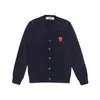 Designer Men's Sweaters CDG Com Des Garcons Play Button Grey Wool Women's Sweater Crew Neck Cardigan Double Red Hearts Size S M