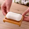 Soap Dish Holder Trä naturlig bambusrätter Enkla bambu tvålhållare rackplatta Tray rund fyrkantig behållare