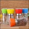 Mills Pepper Grinder Mill Glass Rund Bottle Salt Herb Spice Hand Manual Cooking BBQ Säsong Kök Köksverktyg Drop Delivery Home Gard Dh2is