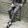 メンズスーツのズボンカジュアルマン2023 HOMBRE KOREAN SLIM MEN PANTS BLACK FIT PANTALONES SUMMER GREA STREETHE