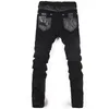 Heren jeans mode mannen lederen broek patchwork casual skinny motorfiets hoge kwaliteit slanke broek maat 2836 230330