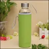 Water Bottles 550Ml Universal High Temperature Resistant Glass Sport Bottle With Tea Filter Infuser Jug Protective Bag Drop Delivery Dheml