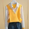 Damespolo's nep twee polka dot print bodemhemden shirts top mode allmatch longseleved polo kraag blouse dames m5xl 230330