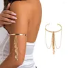 Bangle arm manchet bovenste band armband minimalistisch-simple spoel voor vrouwen blad kwaste verstelbare armband