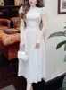 فساتين غير رسمية aeleseen النساء الربيع الصيفي صيف فستان أبيض مدرج الأزياء الأزياء الزهرة الزهرة الزهرة الأنيقة