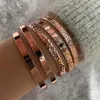 Bangle 5pcs/Set Creative Otwarte Bangles Modna Moda Vintage Diamond Punk Alloy Gold Bransoleta Kobiece Jewelry Akcesoria