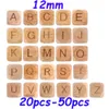 Baby Teethers Toys Kovict 12MM Perline in legno di faggio 2050Pcs Square English Letter DIY Nome personalizzato Catena ciuccio Accessori Toy 230329