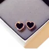 Fiançailles émail mignon coeur boucles d'oreilles pour femmes filles couleur or rose bijoux d'été noir boucle d'oreille bijoux de mariage cadeaux GC2006